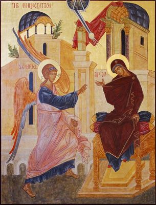 The Annunciation Icon:  Golden Depictions and Divine Intersections